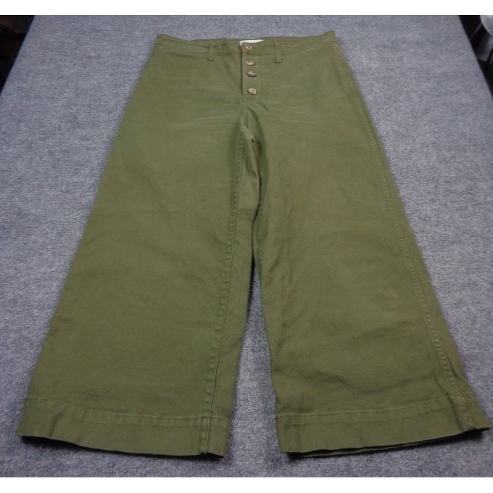 Madewell Emmett Wide-Leg Corduroy Crop Cotton Pants Womens 32 Green Boho